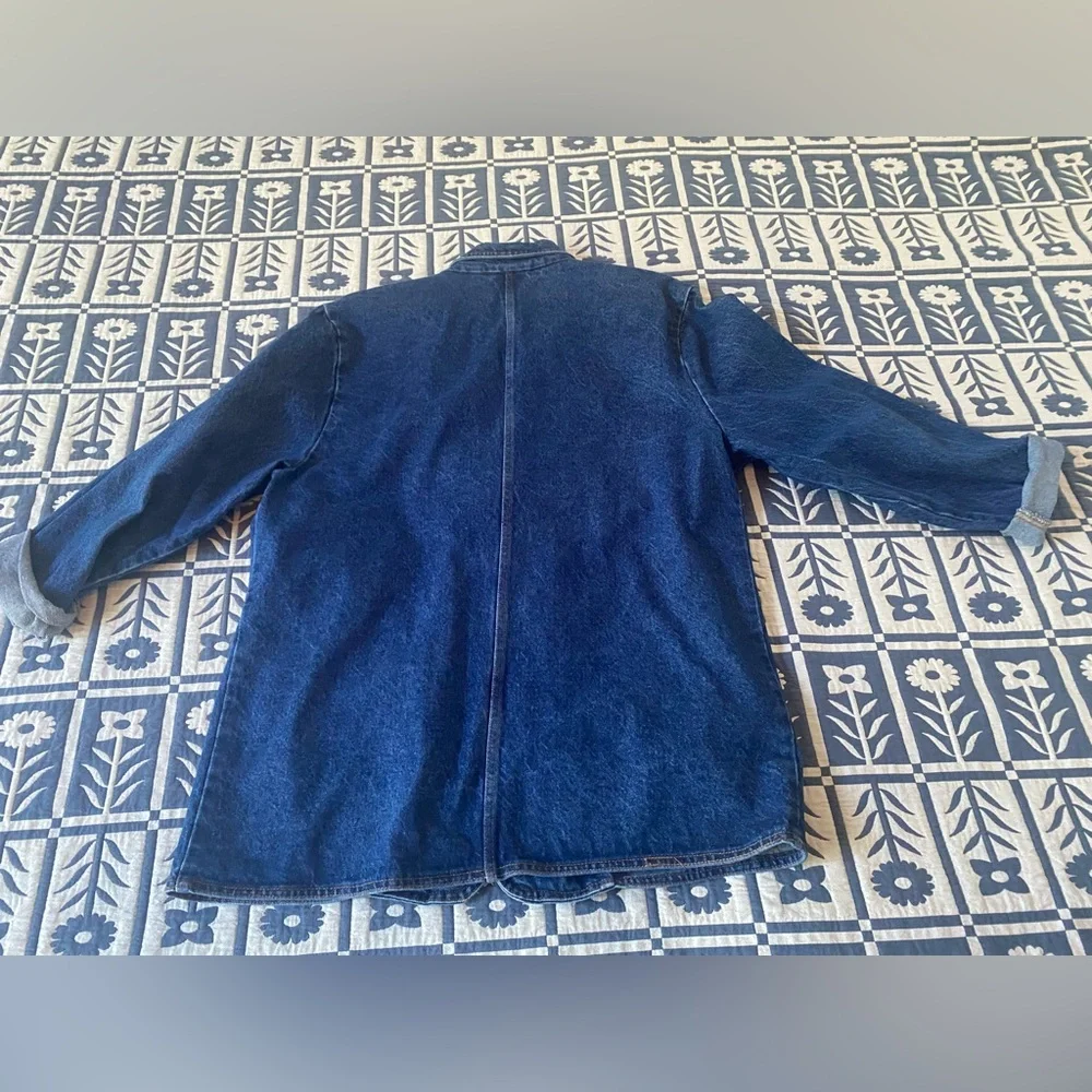 Oversized/Boyfriend Blue Denim Blazer 100% Cotton - Picture 2 of 6